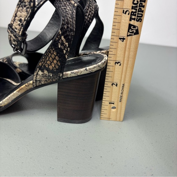 Coach Pipher Women's Heels Sandals 6.5B Black Snake Print Ankle Buckle Block - Picture 6 of 11